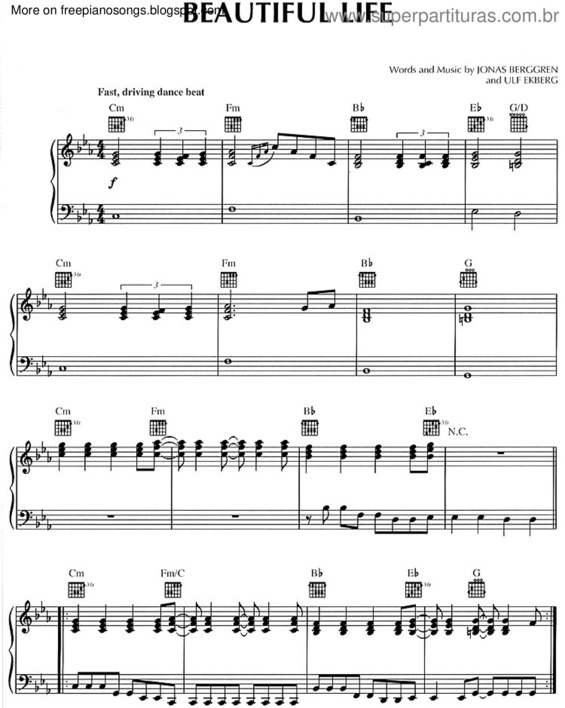 Partitura da música Beautiful Life v.2