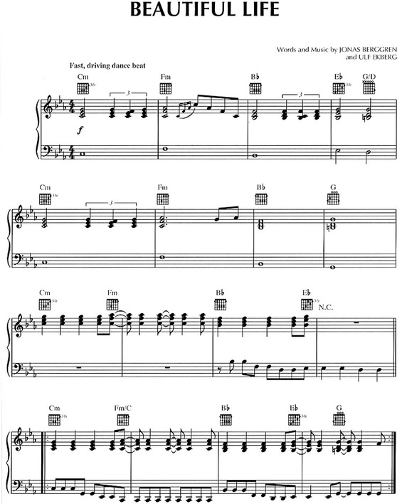 Partitura da música Beautiful Life