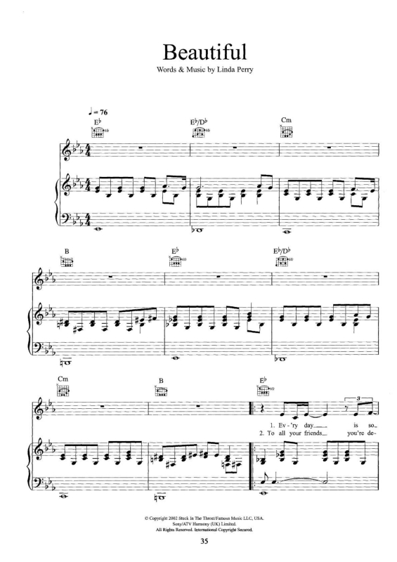 Partitura da música Beautiful v.2