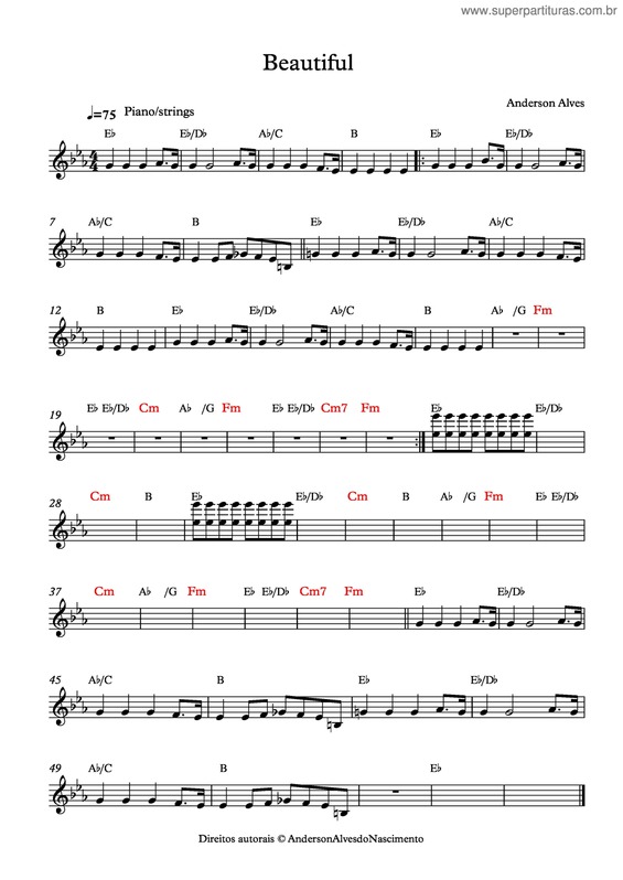 Partitura da música Beautiful v.3