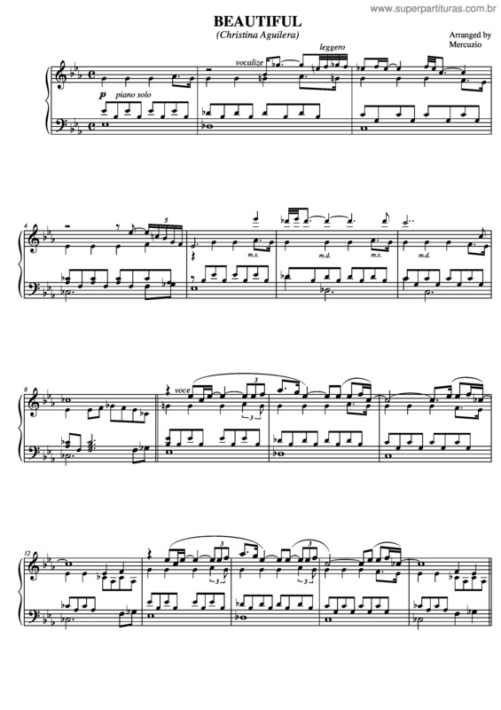 Partitura da música Beautiful v.4