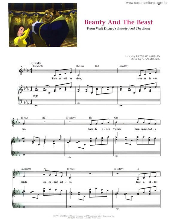 Partitura da música Beauty And The Beast v.2