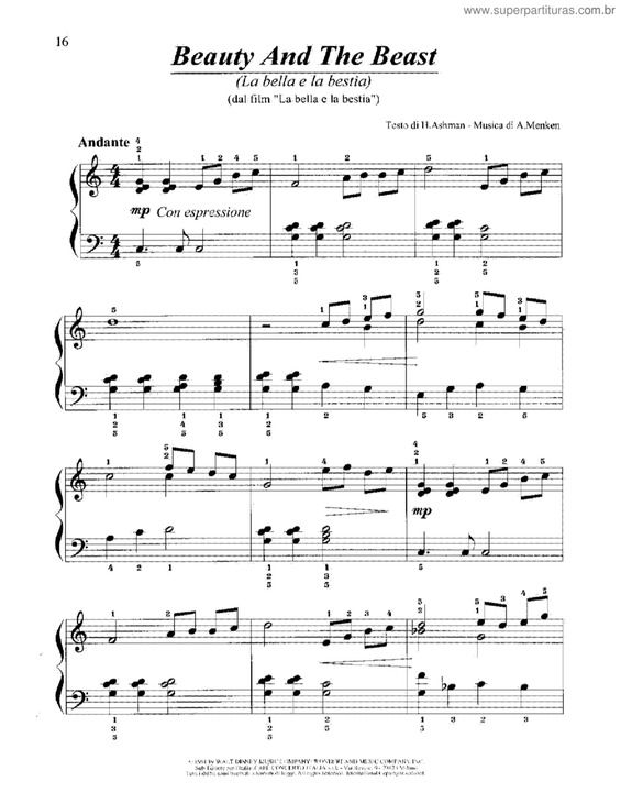 Partitura da música Beauty and The Beast v.3