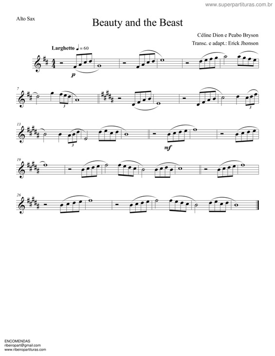 Partitura da música Beauty And The Beast v.4