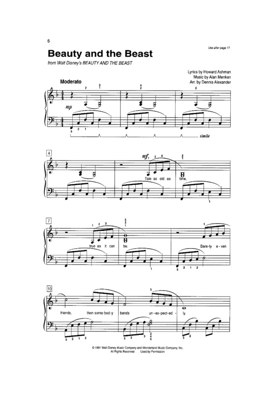 Partitura da música Beauty And The Beast v.6