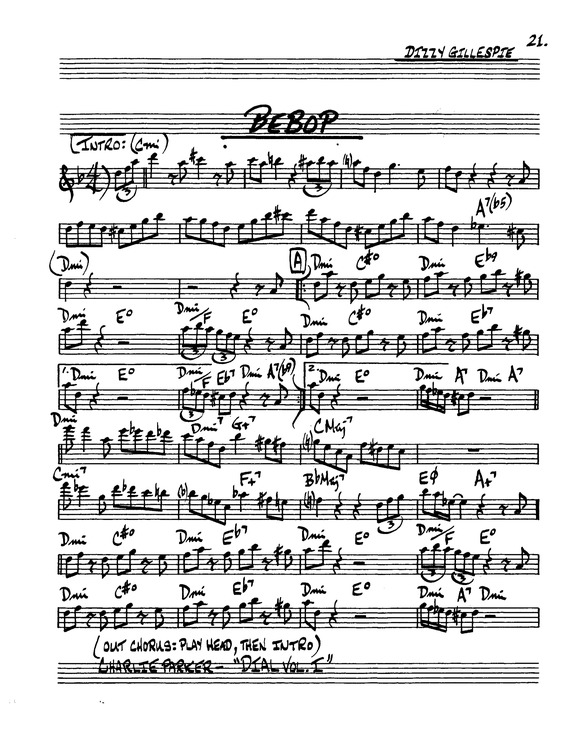 Partitura da música Bebop