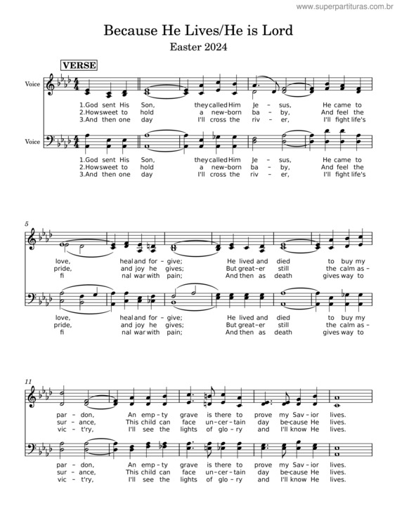 Partitura da música Because He Lives – Bill & Gloria Gaither Because He Lives Easter 2024