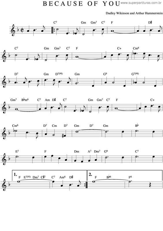 Partitura da música Because Of You v.3