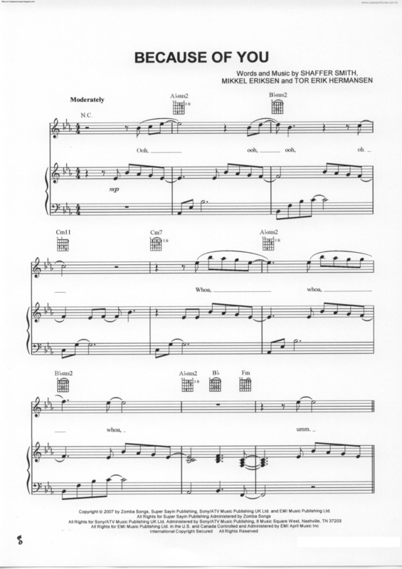 Partitura da música Because Of You v.6