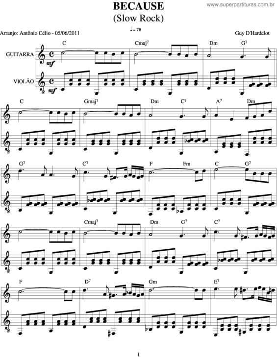 Partitura da música Because v.3