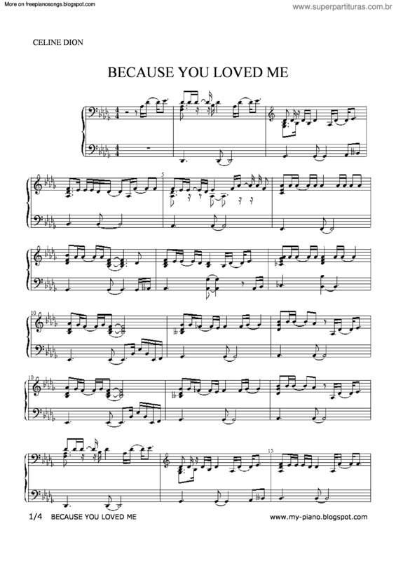 Partitura da música Because You Loved Me v.5