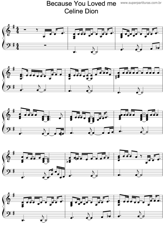 Partitura da música Becouse You Loved Me