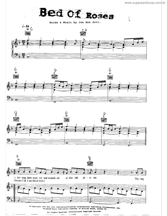 Partitura da música Bed Of Roses v.4