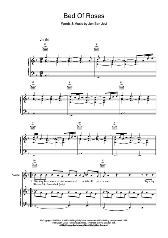 Partitura da música Bed of Roses v.5