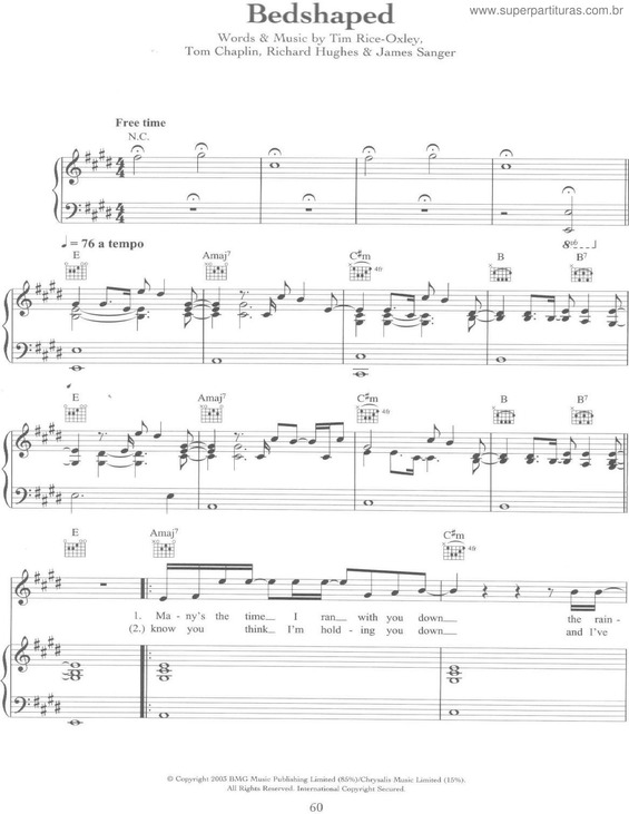 Partitura da música Bedshaped v.2