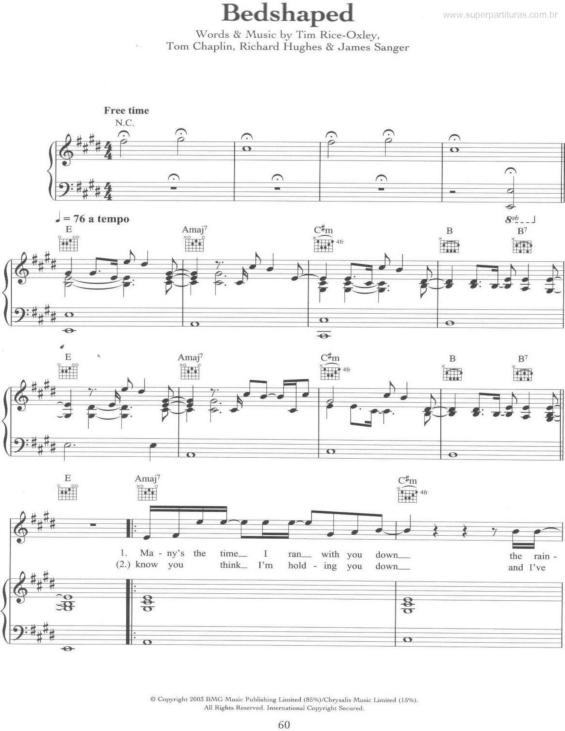 Partitura da música Bedshaped