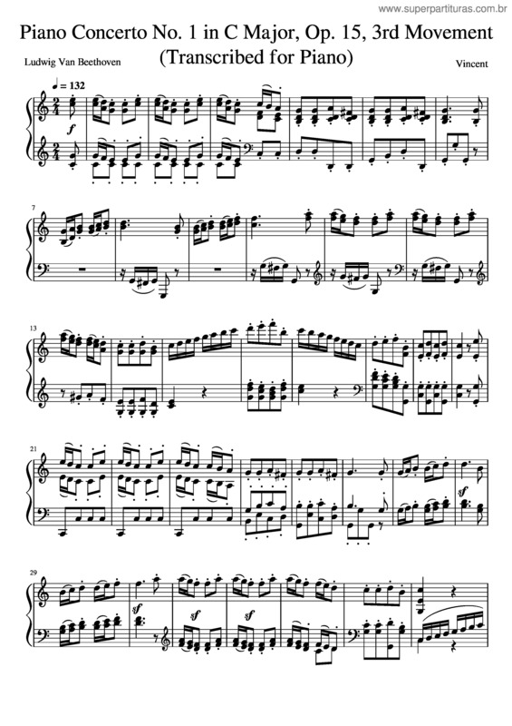 Partitura da música Beethoven – Piano Concerto No. 1 In C Major, Op. 15, 3Rd Movement