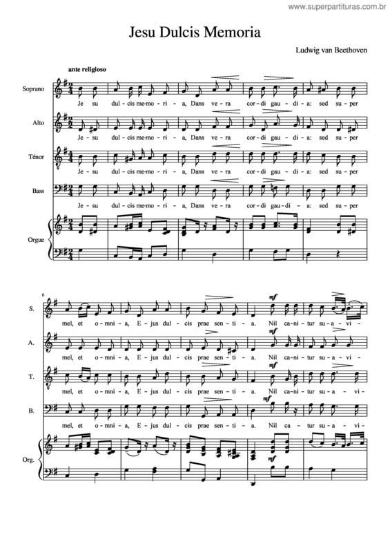 Partitura da música Beethoven: Jesu Dulcis Memoria