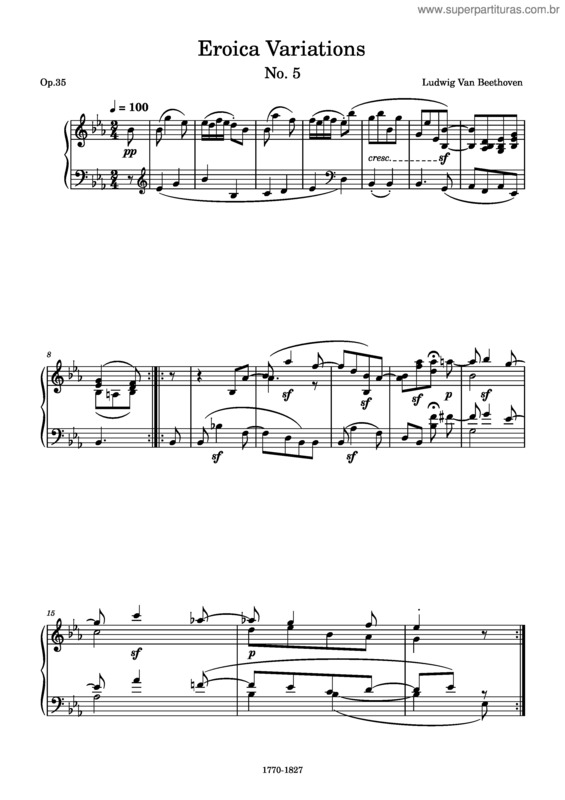 Partitura da música Beethoven, Sinfonia 3 Eroica – Ludwig Van Beethoven