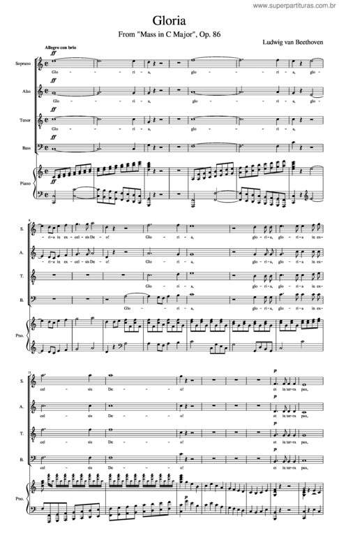 Partitura da música Beethoven Gloria From Mass In C Major