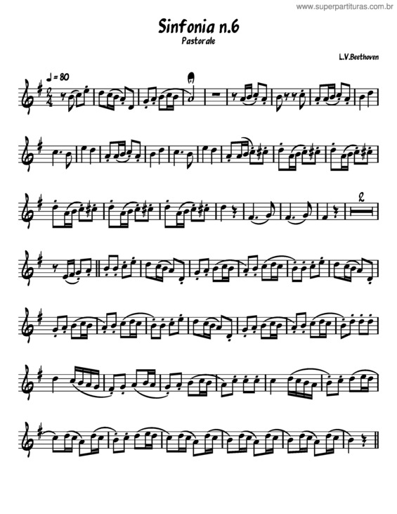 Partitura da música Beethoven Sinfonia N.6 Pastorale Renazzo