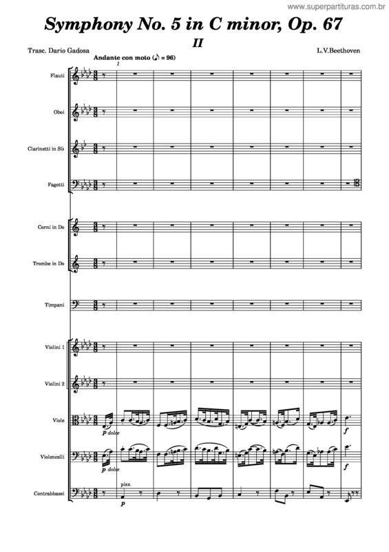 Partitura da música Beethoven Sinfonia No. 5 Ii Tempo