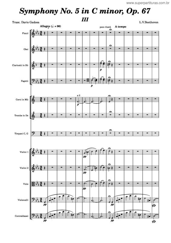 Partitura da música Beethoven Sinfonia No. 5 Iii Tempo