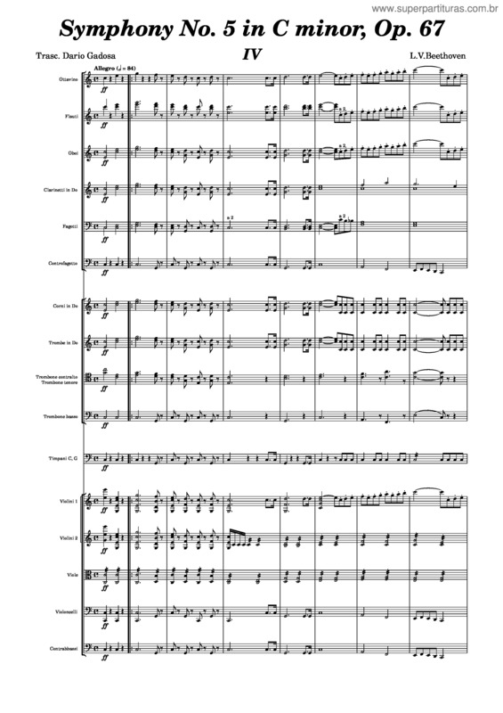 Partitura da música Beethoven Sinfonia No. 5 Iv Tempo