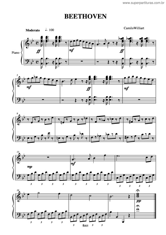 Partitura da música Beethoven