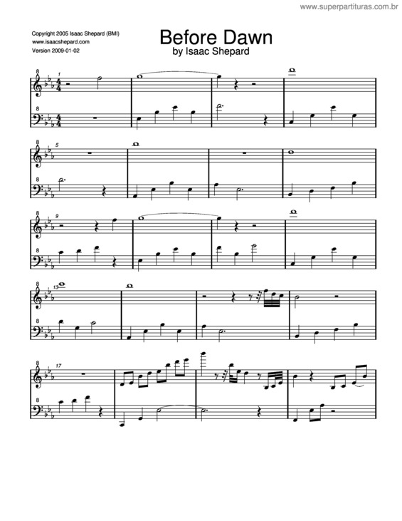 Partitura da música Before Dawn v.2