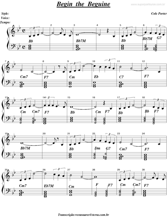 Partitura da música Begin The Beguine v.2