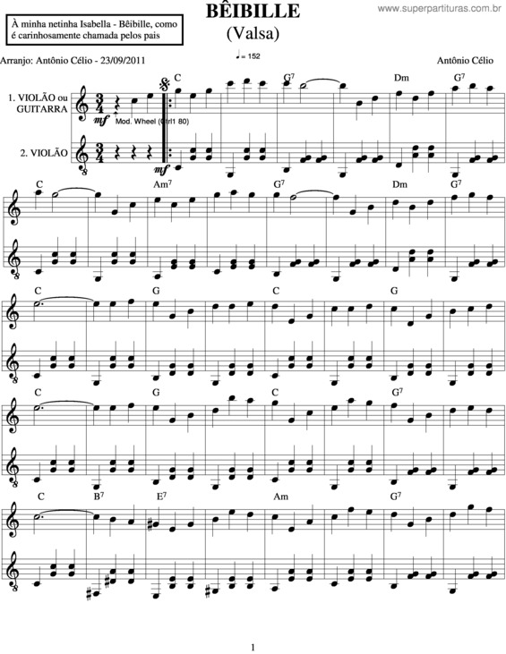 Partitura da música Bêibille