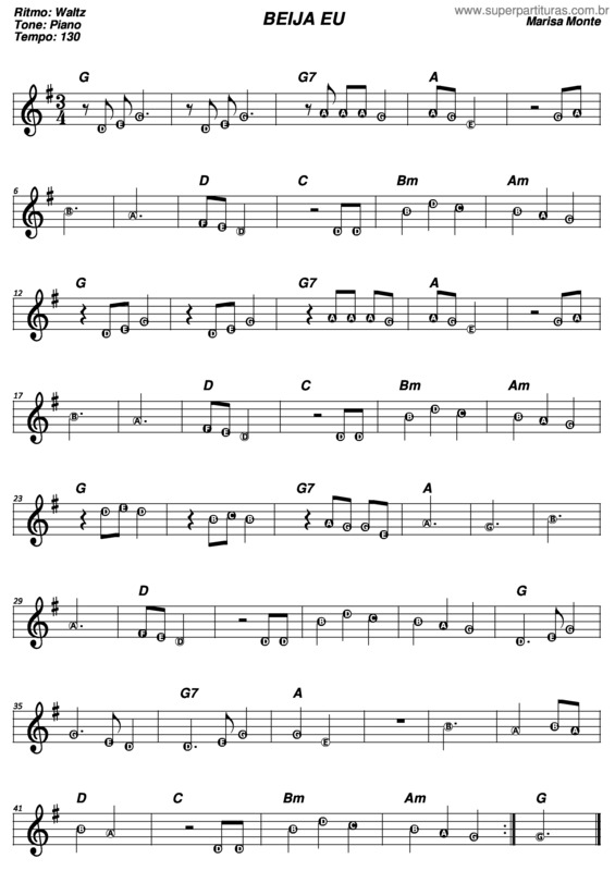 Partitura da música Beija Eu v.2