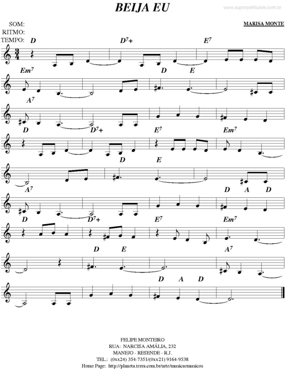 Partitura da música Beija Eu