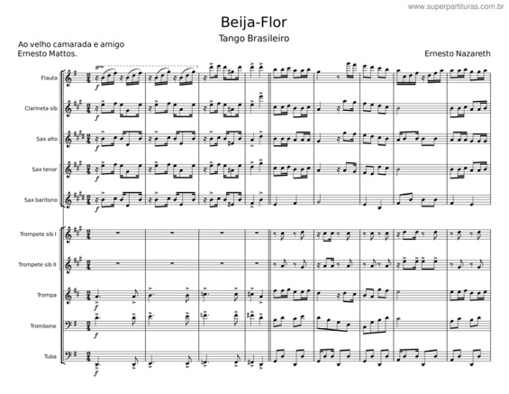 Partitura da música Beija–Flor – Ernesto Nazareth