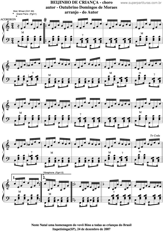 Partitura da música Beijinho De Criança v.2