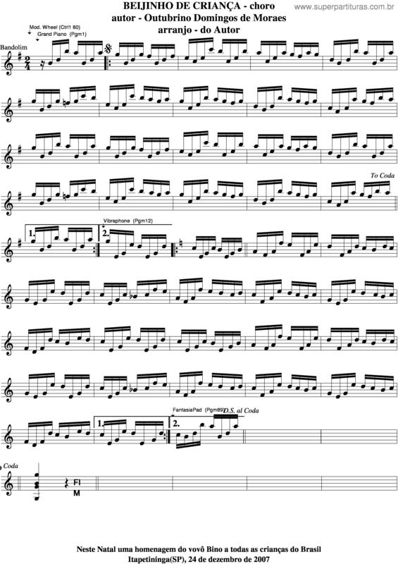 Partitura da música Beijinho De Criança v.3