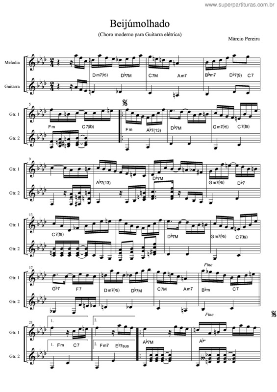 Partitura da música Beijúmolhado