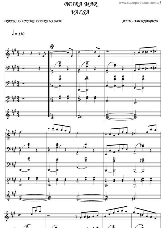 Partitura da música Beira Mar v.4