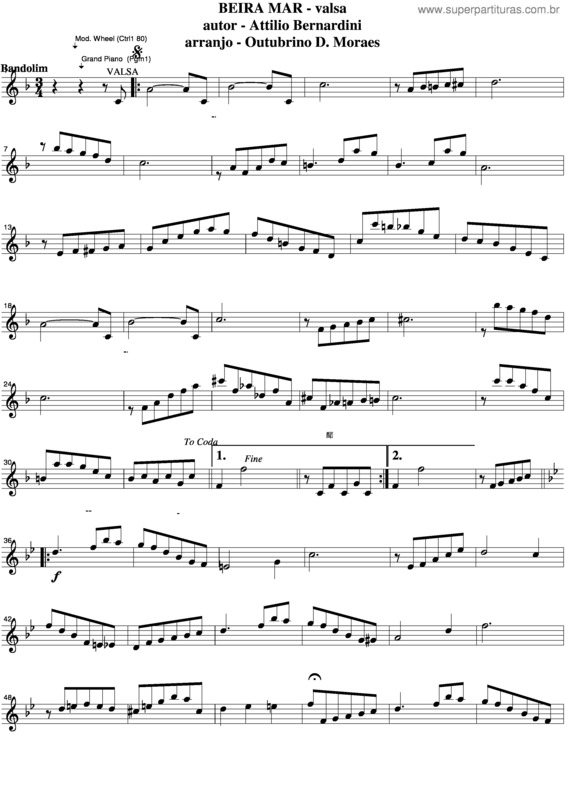 Partitura da música Beira Mar v.7