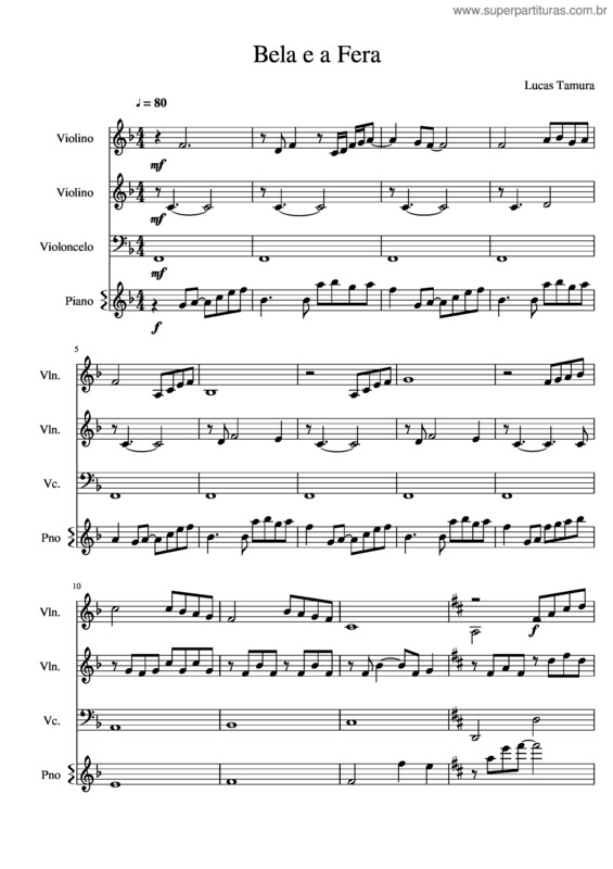 Partitura da música Bela E A Fera v.6