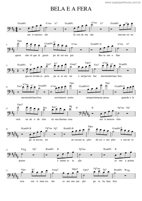 Partitura da música Bela E A Fera v.7