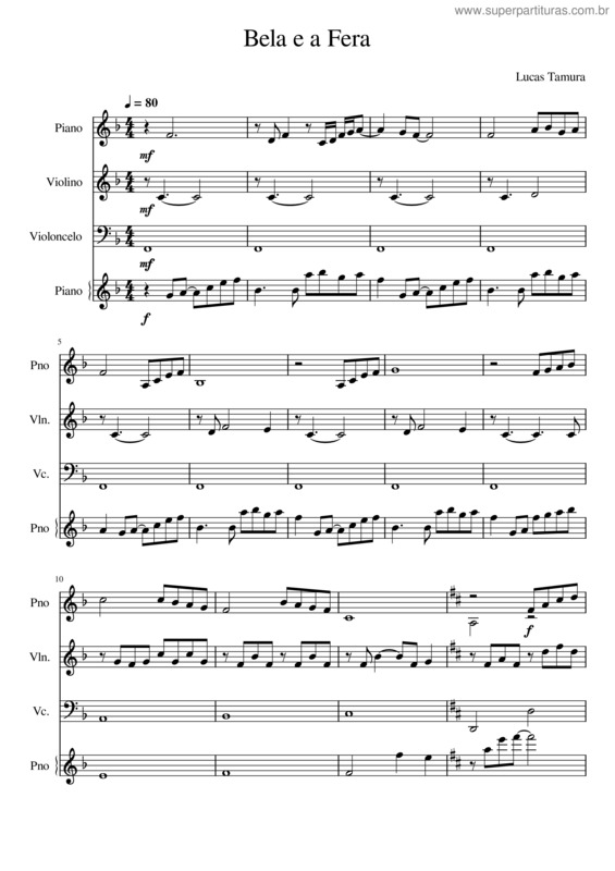Partitura da música Bela E A Fera v.8