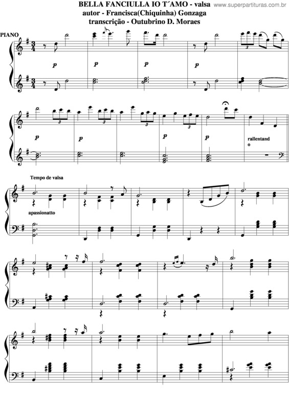 Partitura da música Bela Fanciulla Io T´Amo