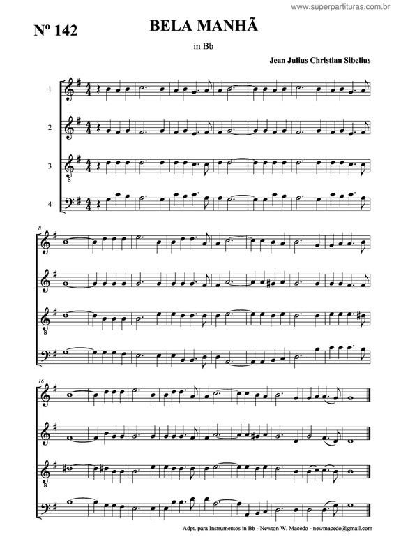 Partitura da música Bela Manhã v.2