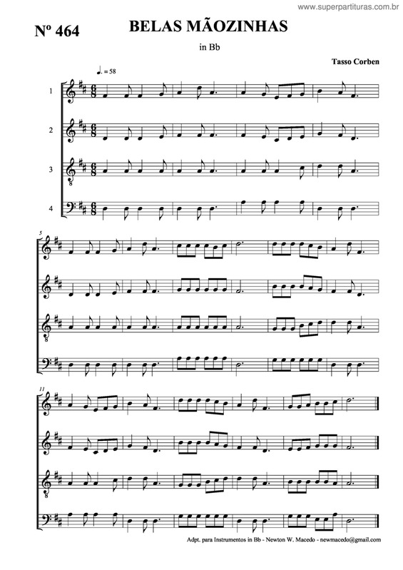 Partitura da música Belas Mãozinhas v.2