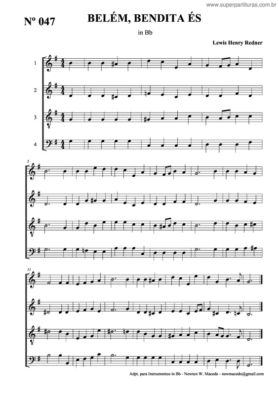 Partitura da música Belém, Bendita És v.2