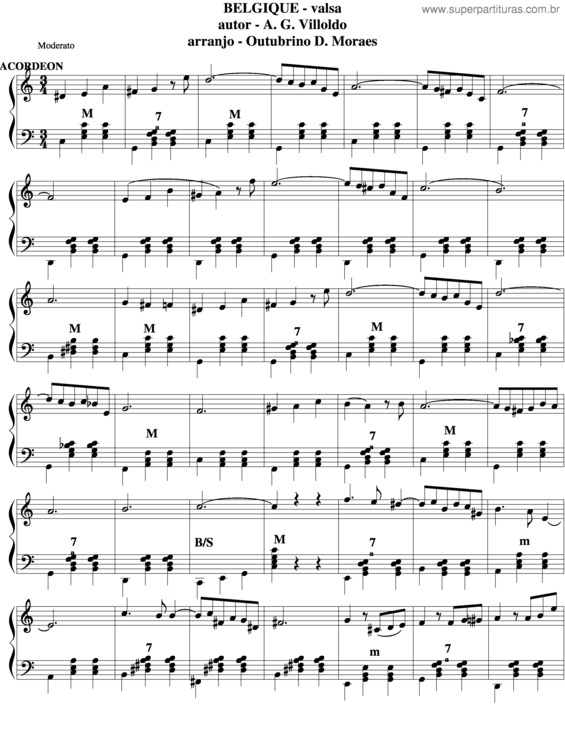 Partitura da música Belgique