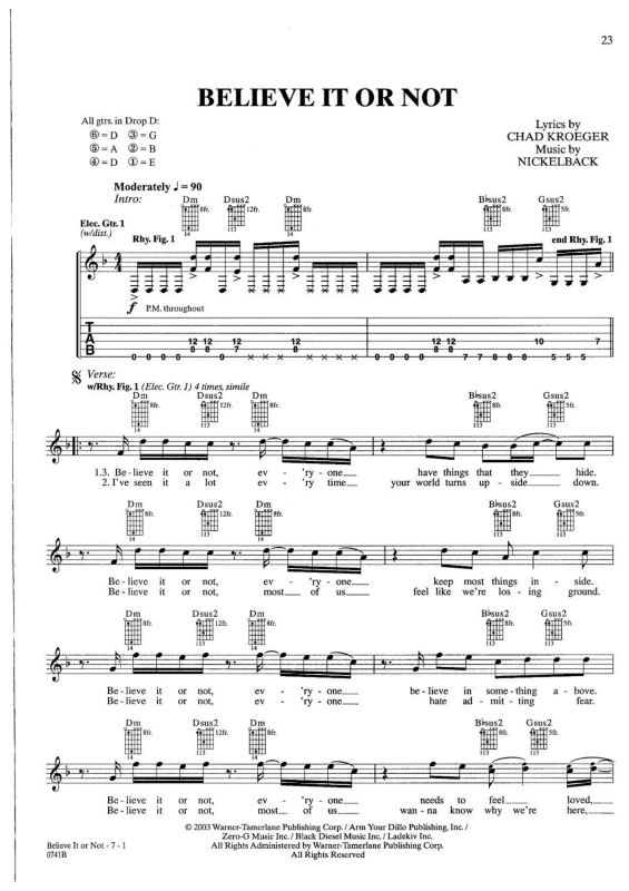 Partitura da música Believe it or Not