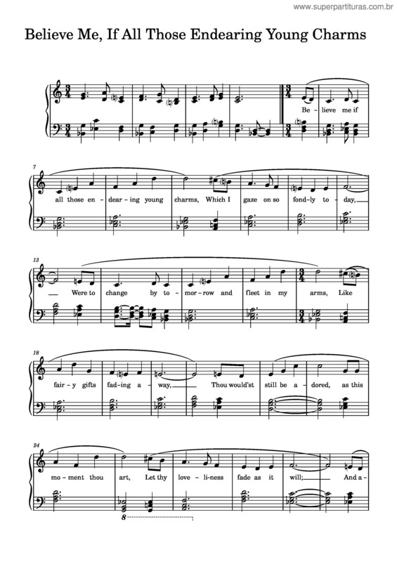 Partitura da música Believe Me, If All Those Endearing Young Charms